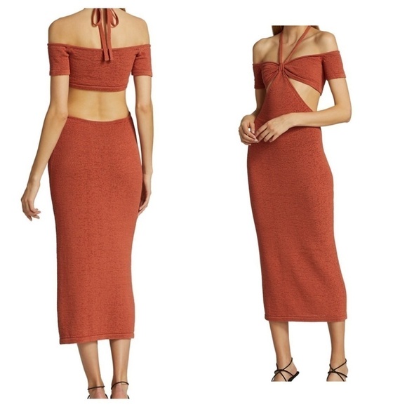 Cult Gaia Alicia Cutout Cotton-Blend Knit Off-The-Shoulder Midi Dress - Picture 3 of 14